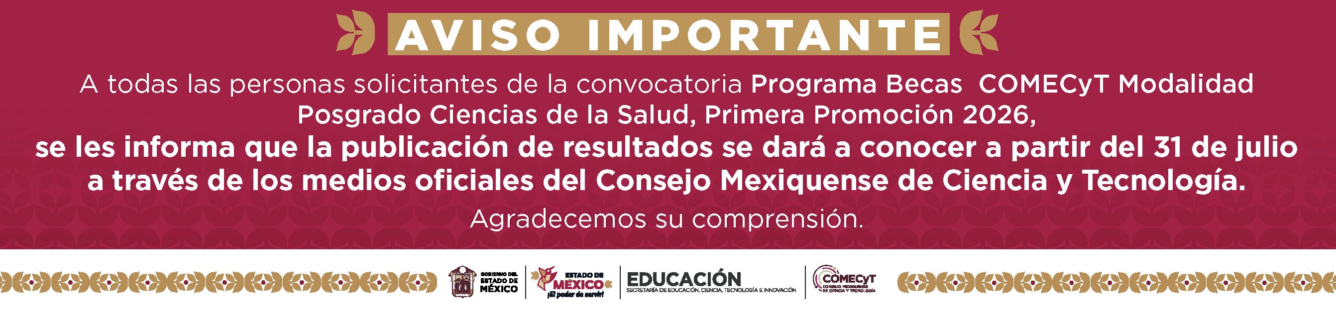 Programa Becas COMECYT, Modalidad Posgrado, Ciencias de la Salud